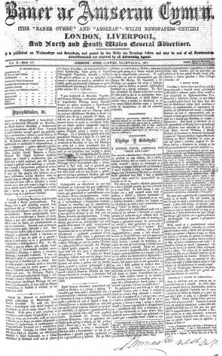 cover page of Baner ac Amserau Cymru published on November 2, 1867