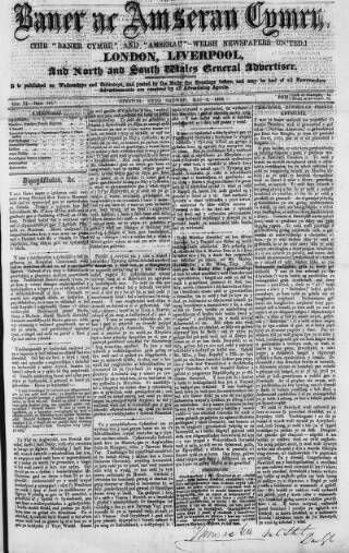 cover page of Baner ac Amserau Cymru published on May 2, 1868