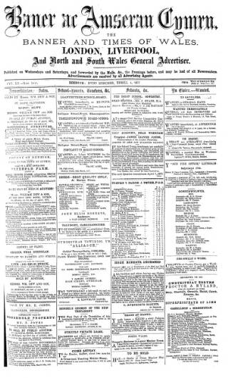 cover page of Baner ac Amserau Cymru published on April 4, 1877