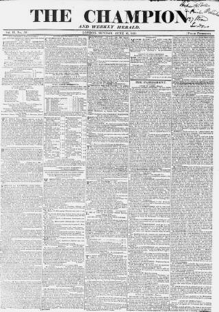 cover page of The Champion published on June 16, 1839