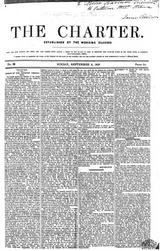 cover page of The Charter published on September 8, 1839