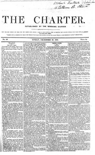 cover page of The Charter published on December 29, 1839