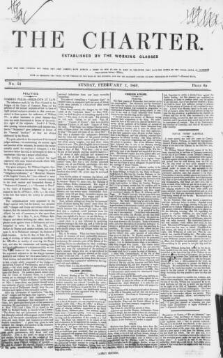 cover page of The Charter published on February 2, 1840