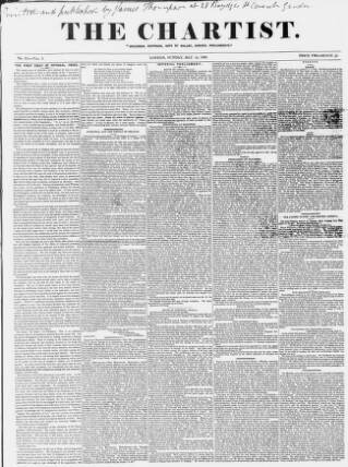 cover page of The Chartist published on May 12, 1839