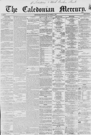 cover page of Caledonian Mercury published on November 2, 1861