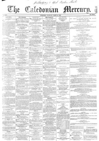 cover page of Caledonian Mercury published on March 19, 1862