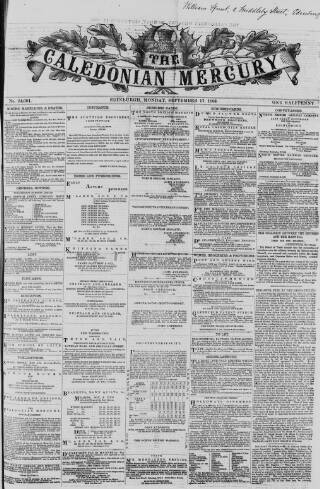 cover page of Caledonian Mercury published on September 17, 1866