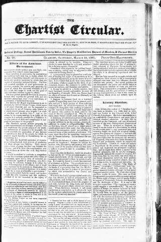 cover page of Chartist Circular published on March 13, 1841