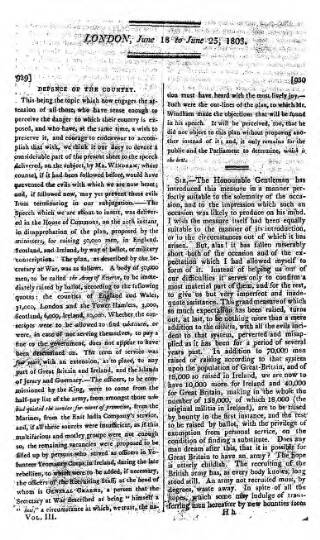 cover page of Cobbett's Weekly Political Register published on June 18, 1803