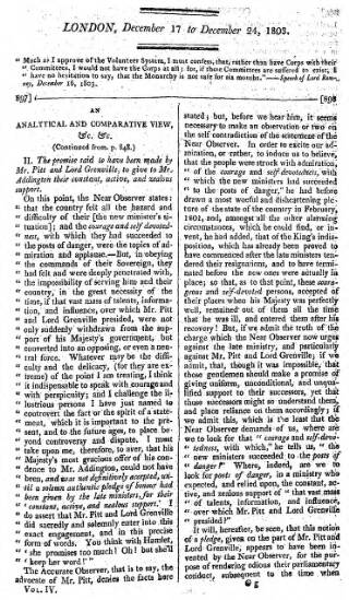 cover page of Cobbett's Weekly Political Register published on December 17, 1803