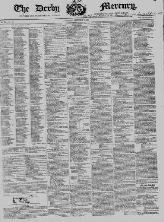 cover page of Derby Mercury published on September 17, 1845