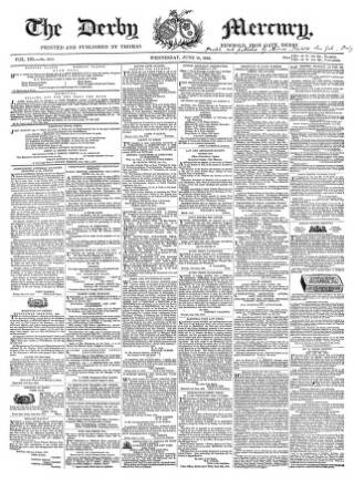 cover page of Derby Mercury published on June 18, 1856