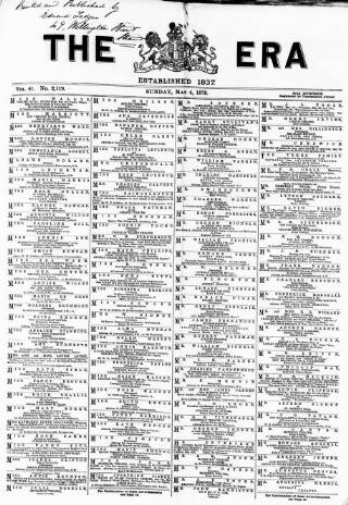 cover page of The Era published on May 4, 1879