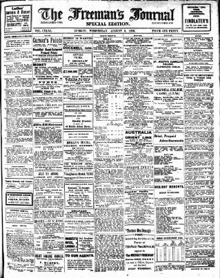 cover page of Freeman's Journal published on August 2, 1916