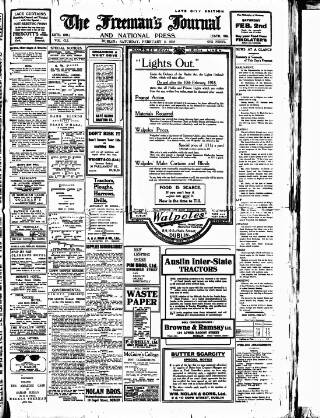 cover page of Freeman's Journal published on February 2, 1918