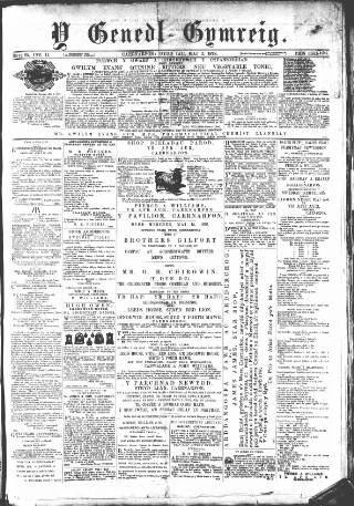 cover page of Y Goleuad published on May 2, 1878