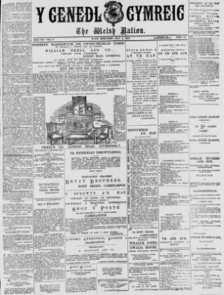 cover page of Y Genedl Gymreig published on May 4, 1887