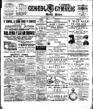 cover page of Y Genedl Gymreig published on August 2, 1904