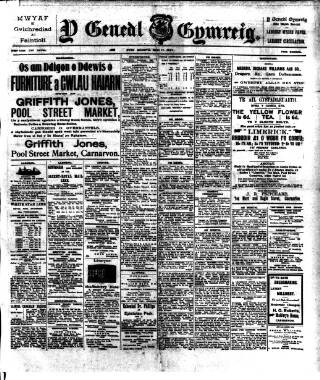cover page of Y Genedl Gymreig published on September 17, 1907