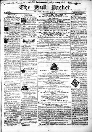 cover page of Hull Packet published on March 19, 1841
