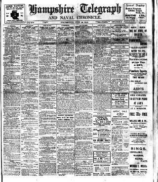 cover page of Hampshire Telegraph published on June 18, 1910