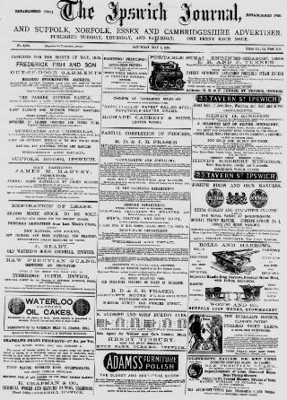 cover page of Ipswich Journal published on May 2, 1885