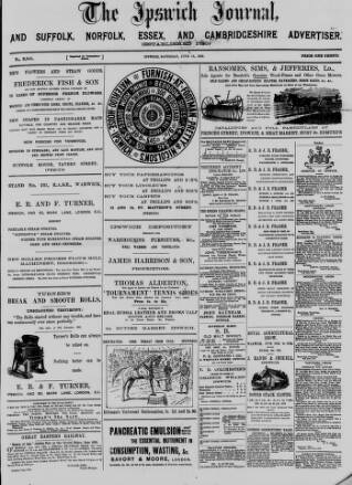cover page of Ipswich Journal published on June 18, 1892