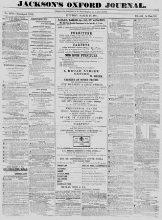 cover page of Oxford Journal published on March 19, 1881