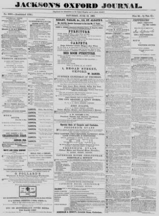 cover page of Oxford Journal published on June 18, 1881