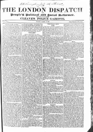 cover page of London Dispatch published on March 19, 1837