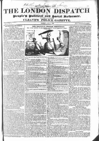 cover page of London Dispatch published on June 18, 1837
