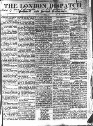 cover page of London Dispatch published on September 17, 1837