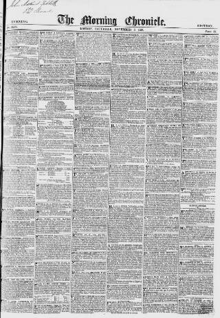 cover page of Morning Chronicle published on November 2, 1850