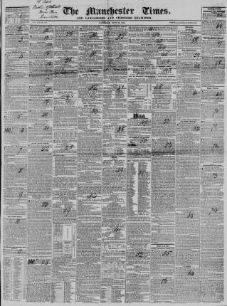 cover page of Manchester Times published on June 18, 1842