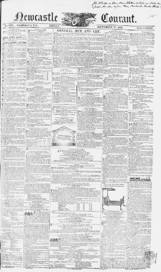 cover page of Newcastle Courant published on September 17, 1852