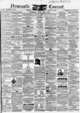 cover page of Newcastle Courant published on March 19, 1858