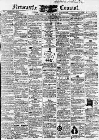 cover page of Newcastle Courant published on June 18, 1858