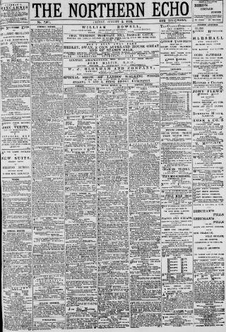 cover page of Northern Echo published on August 2, 1895