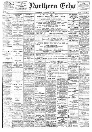 cover page of Northern Echo published on November 2, 1899
