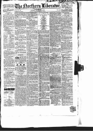 cover page of Northern Liberator published on September 28, 1839
