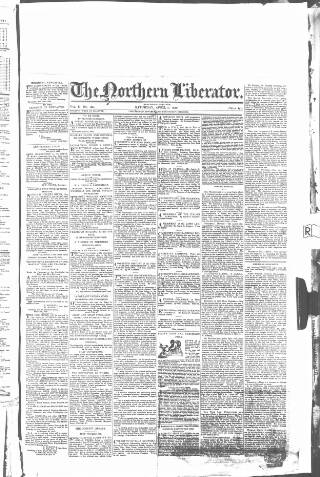 cover page of Northern Liberator published on April 4, 1840