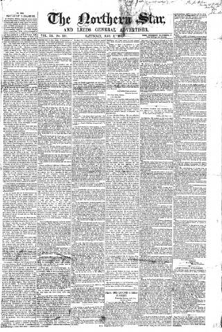 cover page of Northern Star and Leeds General Advertiser published on May 2, 1840