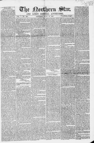 cover page of Northern Star and Leeds General Advertiser published on June 18, 1842