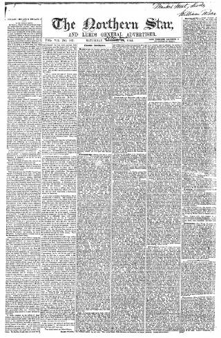 cover page of Northern Star and Leeds General Advertiser published on November 2, 1844