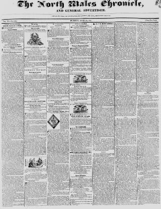 cover page of North Wales Chronicle published on June 18, 1839