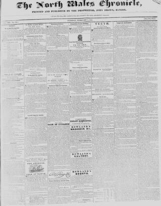 cover page of North Wales Chronicle published on February 2, 1841