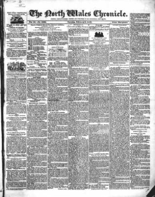 cover page of North Wales Chronicle published on February 2, 1847