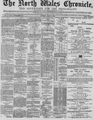 cover page of North Wales Chronicle published on April 4, 1885