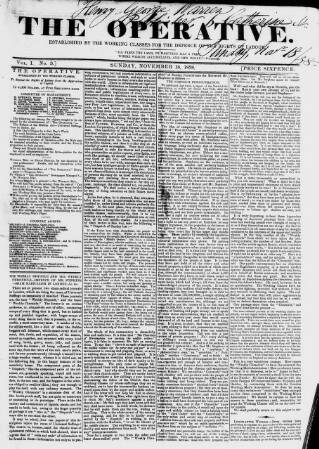 cover page of The Operative published on November 18, 1838