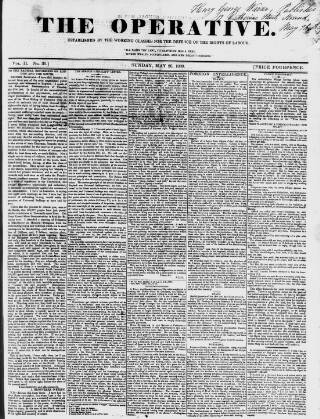 cover page of The Operative published on May 26, 1839